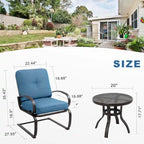 Futzca Spring Patio Chairs,3-Piece Bistro Set Outdoor Furniture for Patio, Garden, and Backyard with Cushioned Seats