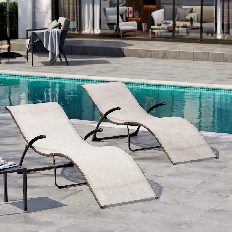 Crestlive Products Outdoor Aluminum Chaise Lounge Chair with Adjustable Backrest