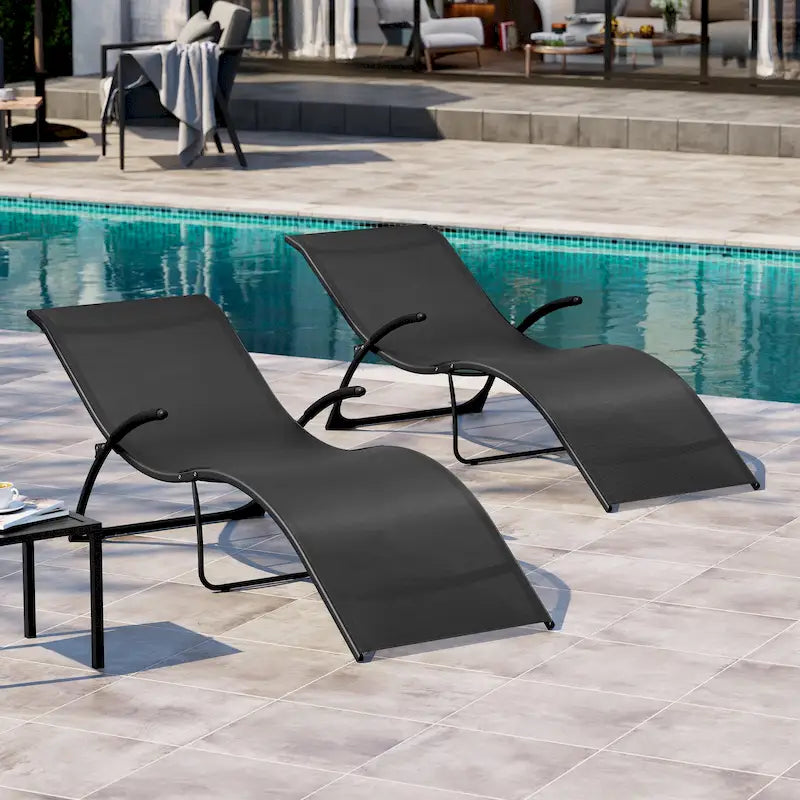 Crestlive Products Outdoor Aluminum Chaise Lounge Chair with Adjustable Backrest