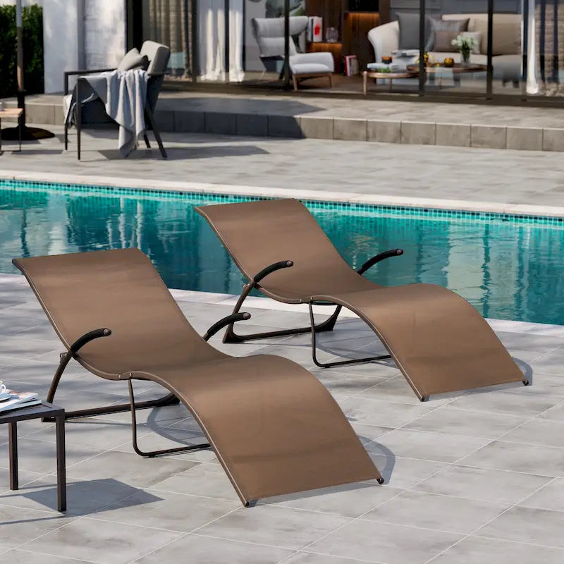 Crestlive Products Outdoor Aluminum Chaise Lounge Chair with Adjustable Backrest