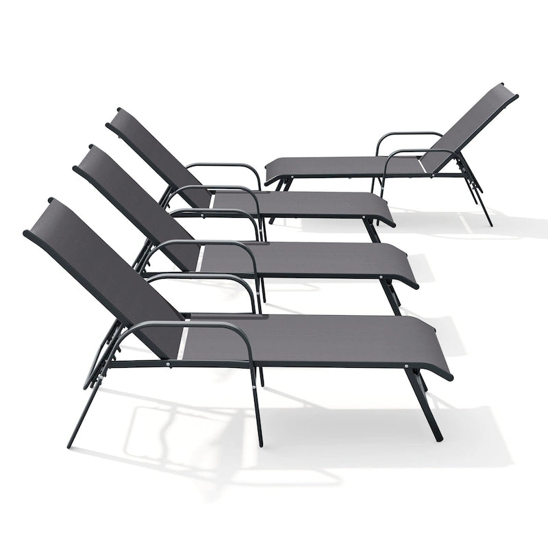 Crestlive Products Outdoor Aluminum Chaise Lounge Chair with Adjustable Backrest