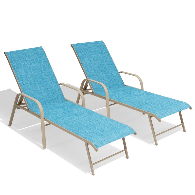 Crestlive Products Outdoor Aluminum Chaise Lounge Chair with Adjustable Backrest