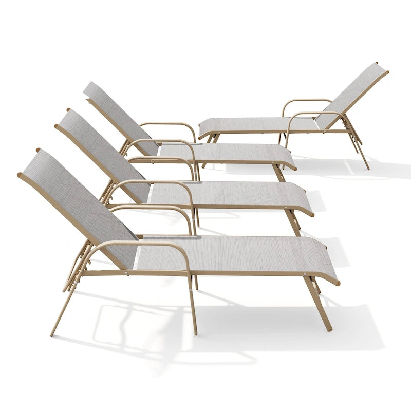 Crestlive Products Outdoor Aluminum Chaise Lounge Chair with Adjustable Backrest
