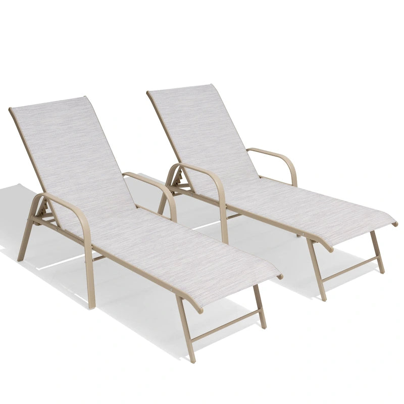 Crestlive Products Outdoor Aluminum Chaise Lounge Chair with Adjustable Backrest
