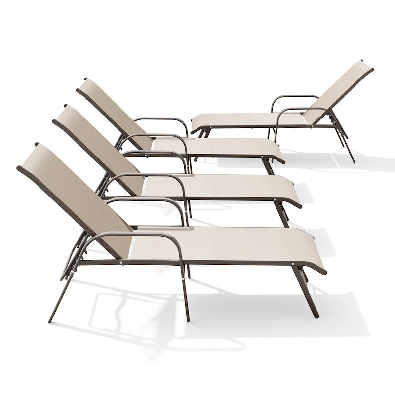 Crestlive Products Outdoor Aluminum Chaise Lounge Chair with Adjustable Backrest