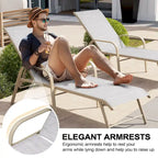 Crestlive Products Outdoor Aluminum Chaise Lounge Chair with Adjustable Backrest