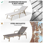 Crestlive Products Outdoor Aluminum Chaise Lounge Chair with Adjustable Backrest