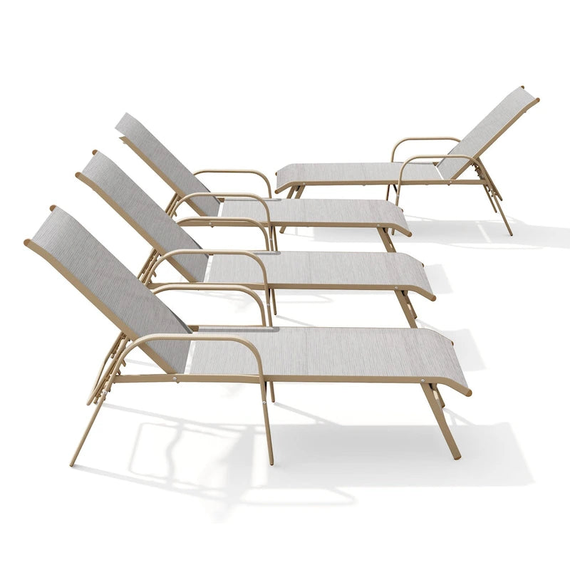 Crestlive Products Outdoor Aluminum Chaise Lounge Chair with Adjustable Backrest