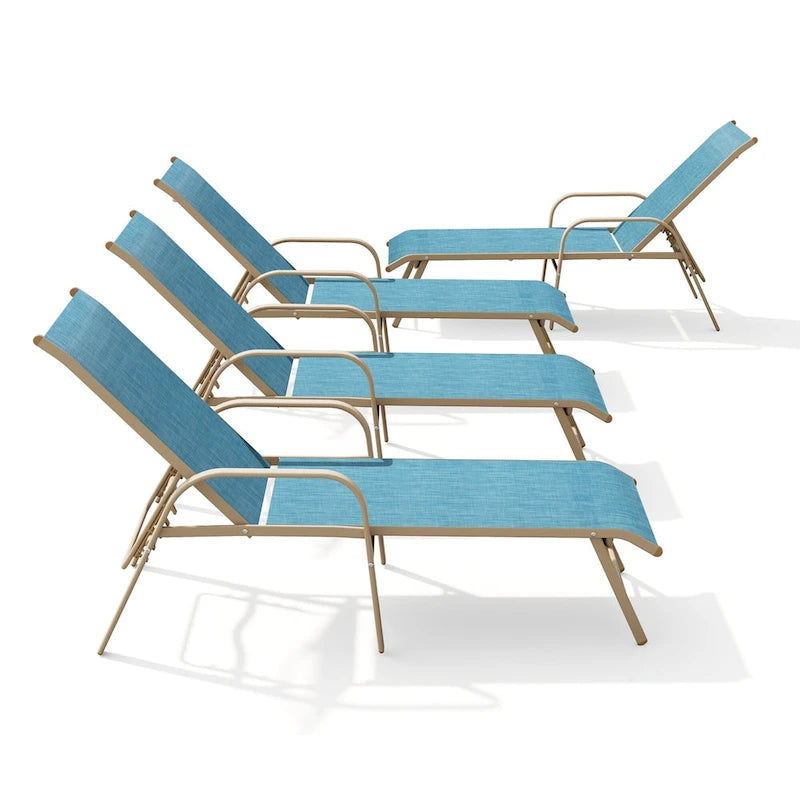 Crestlive Products Outdoor Aluminum Chaise Lounge Chair with Adjustable Backrest