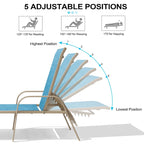 Crestlive Products Outdoor Aluminum Chaise Lounge Chair with Adjustable Backrest