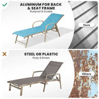 Crestlive Products Outdoor Aluminum Chaise Lounge Chair with Adjustable Backrest