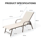 Crestlive Products Outdoor Aluminum Chaise Lounge Chair with Adjustable Backrest