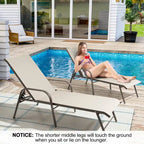 Crestlive Products Outdoor Aluminum Chaise Lounge Chair with Adjustable Backrest