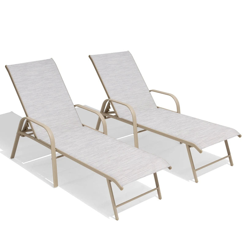 Crestlive Products Outdoor Aluminum Chaise Lounge Chair with Adjustable Backrest