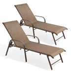 Crestlive Products Outdoor Aluminum Chaise Lounge Chair with Adjustable Backrest