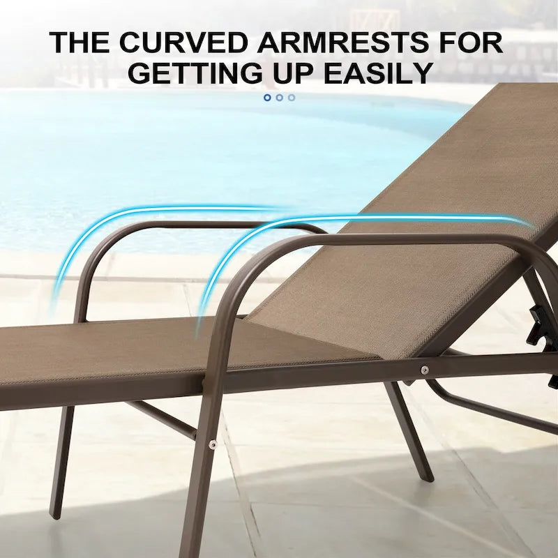 Crestlive Products Outdoor Aluminum Chaise Lounge Chair with Adjustable Backrest