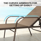 Crestlive Products Outdoor Aluminum Chaise Lounge Chair with Adjustable Backrest
