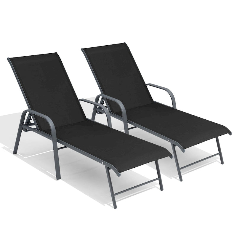 Crestlive Products Outdoor Aluminum Chaise Lounge Chair with Adjustable Backrest