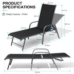 Crestlive Products Outdoor Aluminum Chaise Lounge Chair with Adjustable Backrest