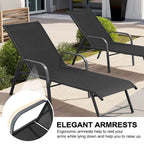Crestlive Products Outdoor Aluminum Chaise Lounge Chair with Adjustable Backrest