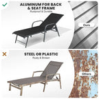 Crestlive Products Outdoor Aluminum Chaise Lounge Chair with Adjustable Backrest