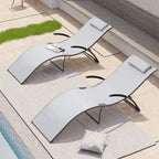 Crestlive Products Outdoor Aluminum Chaise Lounge Chair with Adjustable Backrest