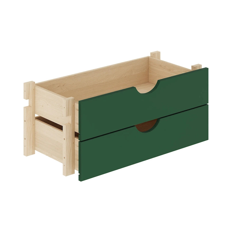 Solid Pine Wood Kitchen Pantry 2-Drawer Storage Kit – Black / Mocha / Teal Blue / Gray / White