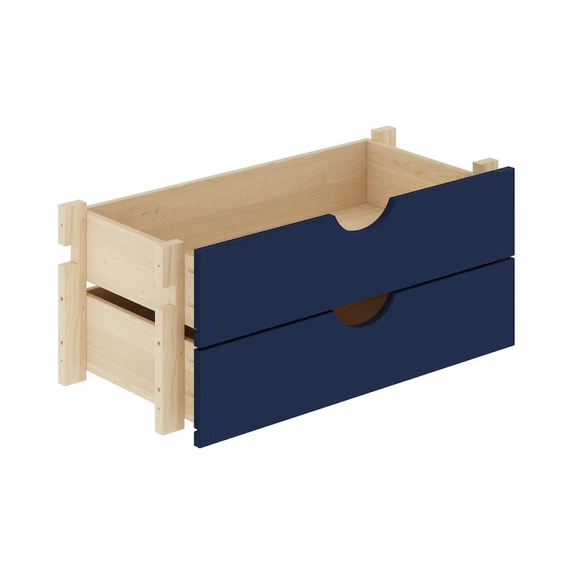 Solid Pine Wood Kitchen Pantry 2-Drawer Storage Kit – Black / Mocha / Teal Blue / Gray / White