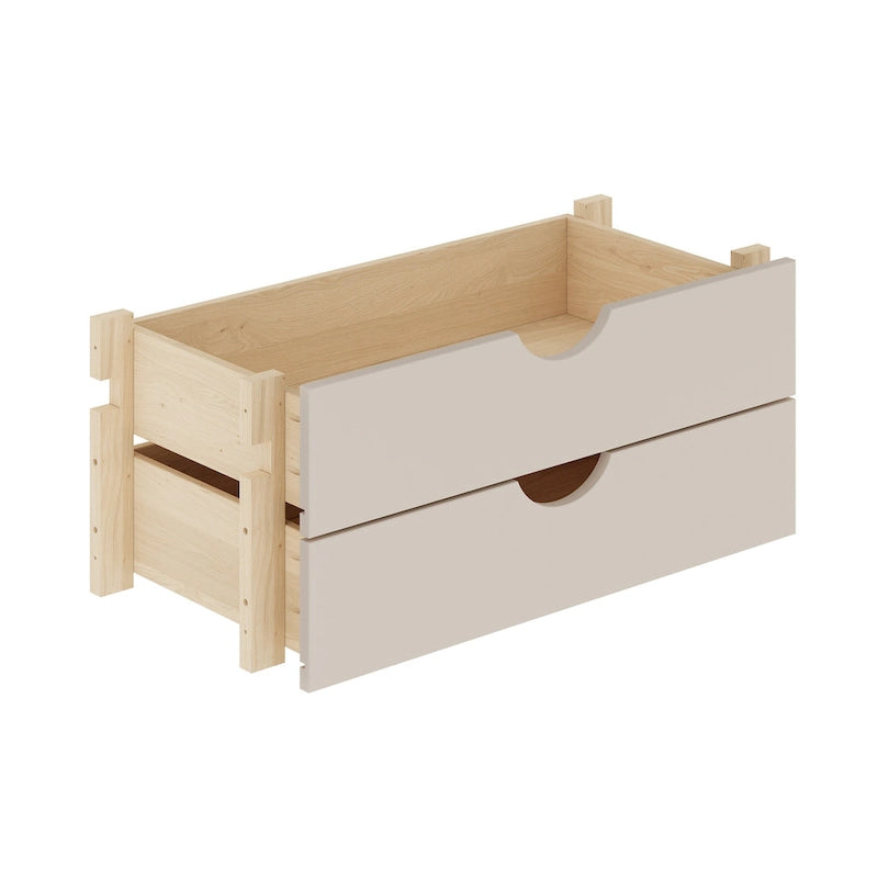 Solid Pine Wood Kitchen Pantry 2-Drawer Storage Kit – Black / Mocha / Teal Blue / Gray / White