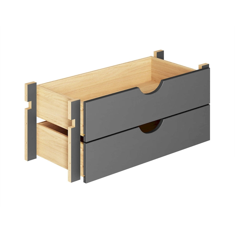 Solid Pine Wood Kitchen Pantry 2-Drawer Storage Kit – Black / Mocha / Teal Blue / Gray / White