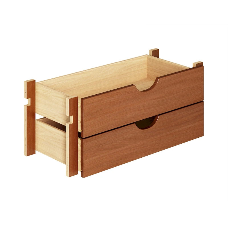 Solid Pine Wood Kitchen Pantry 2-Drawer Storage Kit – Black / Mocha / Teal Blue / Gray / White