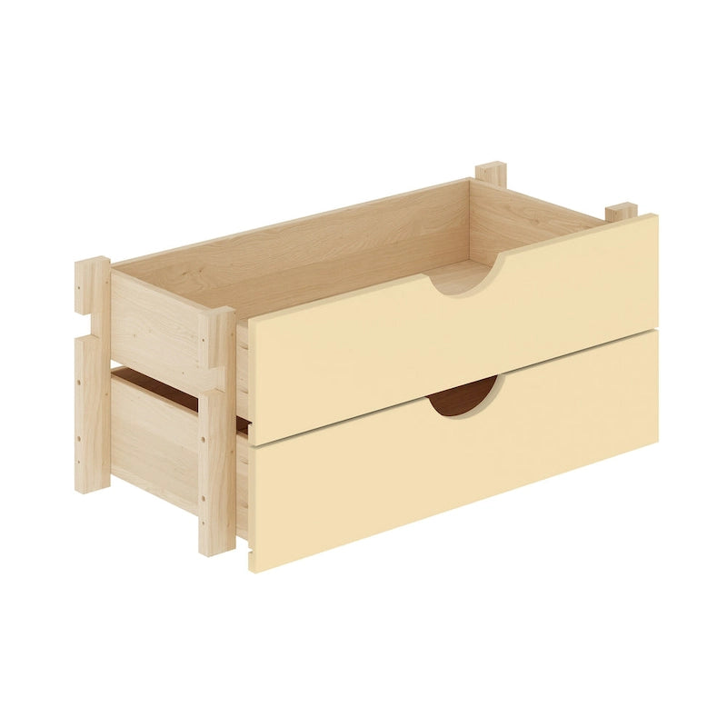 Solid Pine Wood Kitchen Pantry 2-Drawer Storage Kit – Black / Mocha / Teal Blue / Gray / White