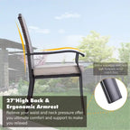 Patio Rattan Wicker Fixed Armrest Dining Chair with CushionSet of 2/4/6