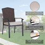 Patio Rattan Wicker Fixed Armrest Dining Chair with CushionSet of 2/4/6