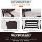 Patio Rattan Wicker Fixed Armrest Dining Chair with CushionSet of 2/4/6