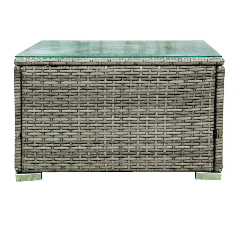Outdoor Wicker 4 Piece Sectional Sofa Set with Storage Box