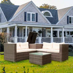 Outdoor Wicker 4 Piece Sectional Sofa Set with Storage Box