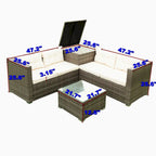Outdoor Wicker 4 Piece Sectional Sofa Set with Storage Box
