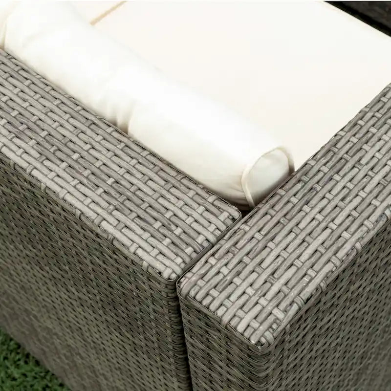 Outdoor Wicker 4 Piece Sectional Sofa Set with Storage Box