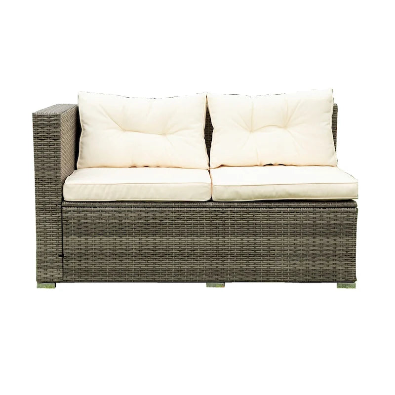 Outdoor Wicker 4 Piece Sectional Sofa Set with Storage Box
