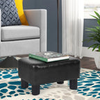 Rectangle PU Leather Footstool Ottoman – Black / Brown, Detachable Legs, Modern Style