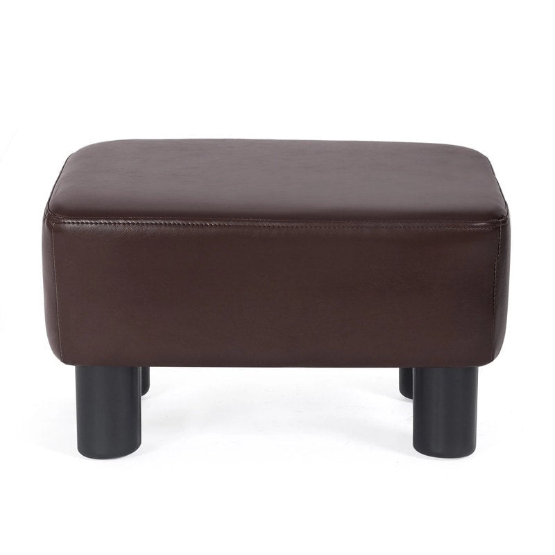 Rectangle PU Leather Footstool Ottoman – Black / Brown, Detachable Legs, Modern Style