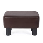 Rectangle PU Leather Footstool Ottoman – Black / Brown, Detachable Legs, Modern Style