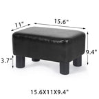 Rectangle PU Leather Footstool Ottoman – Black / Brown, Detachable Legs, Modern Style
