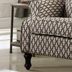 Manual Recliner Chair, Linen Trellis Pattern – Blue / Beige / Brown, Single