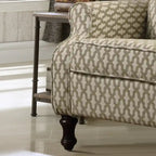 Manual Recliner Chair, Linen Trellis Pattern – Blue / Beige / Brown, Single