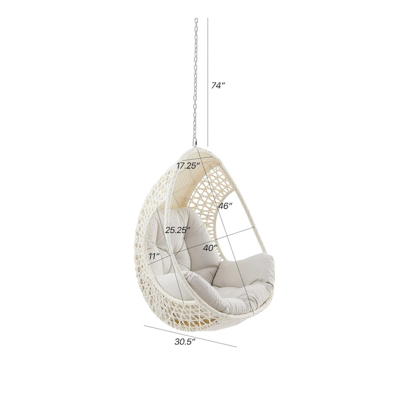 Hanging Egg Chair, Wicker Rattan Egg Chair with Cushion