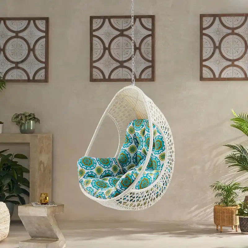 Hanging Egg Chair, Wicker Rattan Egg Chair with Cushion