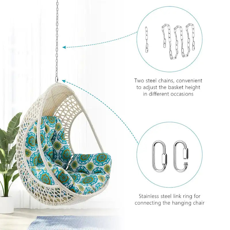 Hanging Egg Chair, Wicker Rattan Egg Chair with Cushion