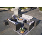 7-Piece Outdoor Wicker Conversation Sofa Set with Fire Pit